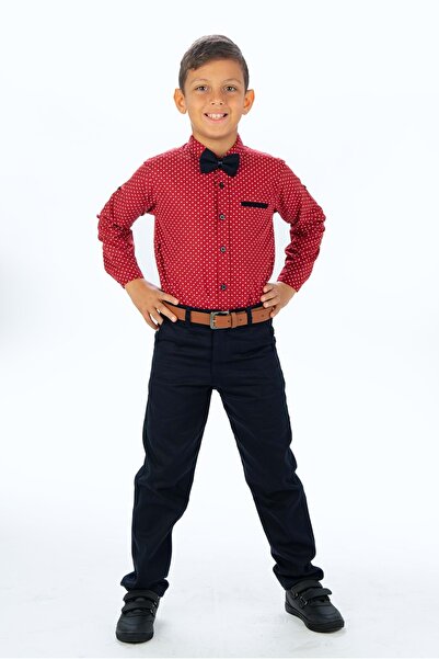 Mnk Baby&Kids Printed Oxford Boys Shirt Suit Mnk0322A Red