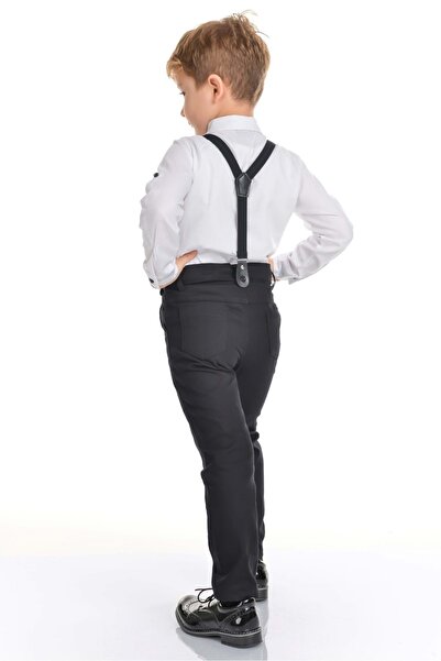 Mnk Baby&Kids Oxford Gömlek Uzun Pantolon Erkek Çocuk Takımı MNK0302 BEYAZ - SİYAH