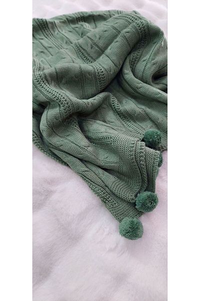 BALADI HOME COPIE - Tricotaj cu pompon Pătură TV-genunchi 130 X 170 Cm Poate fi folosită pentru șal și canapea