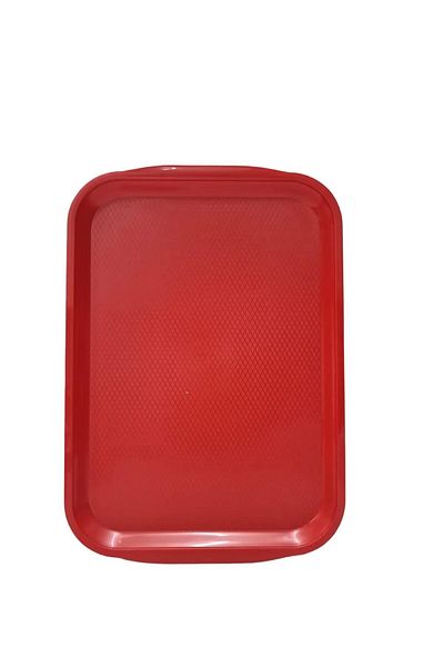 libescarf 10 Pieces Red Large Plastic Serving Tray - Unbreakable Fast Food Restaurant Buffet (53X37 cm)