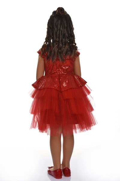Mnk Red Sequined Tutu Party Dress - 0275
