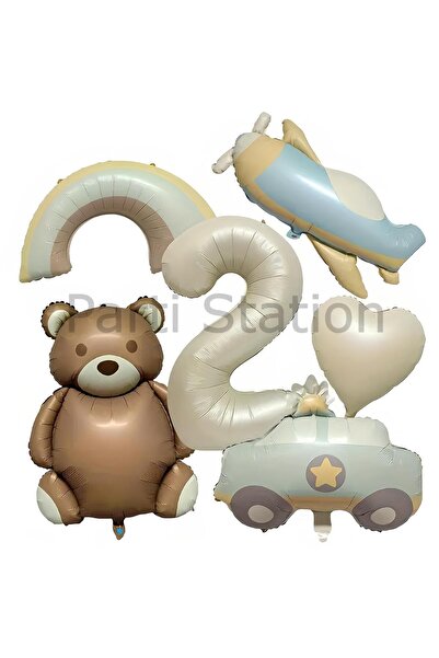 Parti Station الرجعية تيدي بير طائرة سيارة الشرطة قوس قزح مفهوم 2 سنة بالون م...