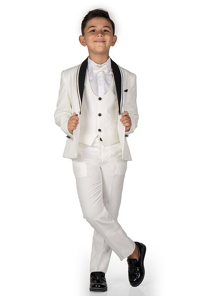 Mnk Baby&Kids Children's Groom's Collar Glitter Special Day Suit MNK0541 ECRU