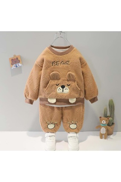 Mnk Baby&Kids Patterned Children's Plush Set Mnk0435 Brown