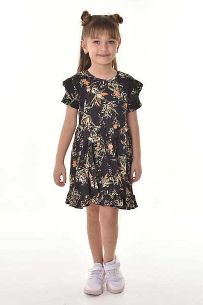Mnk Baby&Kids Rochie Tiril pentru fetiță neagră - Volane, țesătură Mnk0503