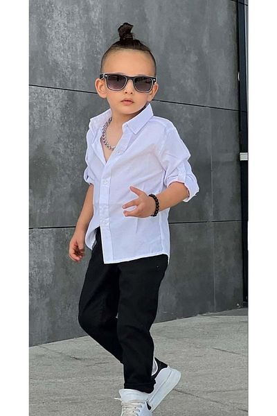 Mnk Baby&Kids Férfi stílusú ing Gabardine nadrág - MNK0422 fekete