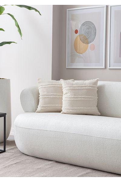 BUGİ HOME COLLECTİON Ray Patterned Linen Throw Pillow Cover - 43X43Cm, Double Punch Embroidered Decorative Throw Pillow