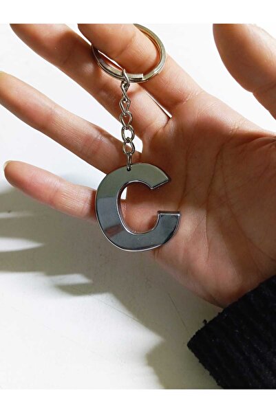Marsilyan Letter C Plastic Chrome Plated Keychain - Letter Bag Ornament Ieg-U...
