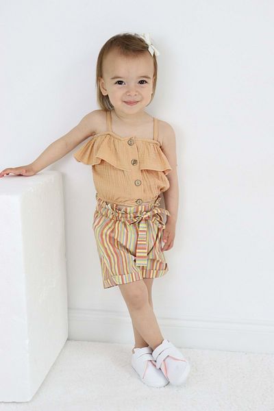 Mnk Baby&Kids Girl's Suspender Shorts Cotton Summer Suit Tf7322 Brown
