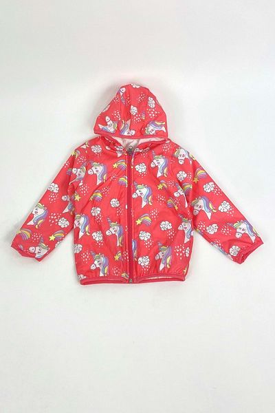 Mnk 0133 Pomegranate Flower Patterned Horse Girl's Raincoat