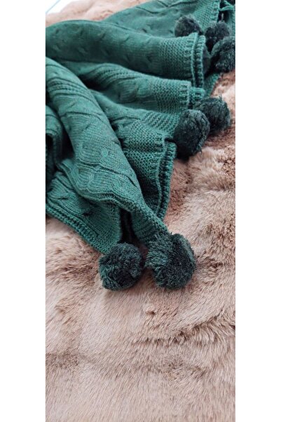 BALADI HOME COPY - Pompom Knitwear TV-neel κουβέρτα 130 X 170 cm μπορεί να χρησιμοποιηθεί για σάλι και καναπέ