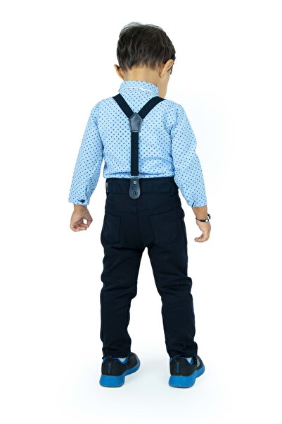 Mnk Baby&Kids Cotton Baby Suit with Shirt and Snap-On Bottoms Gabardine Pants Mnk0294 Blue