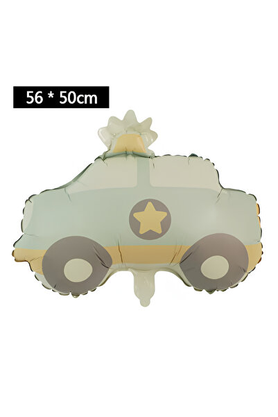 Parti Station Retro Ayıcık Uçak Polis Arabası Gökkuşağı Konsept 3 Yaş Balon Set Retro Konsept Doğum Günü Balon Set