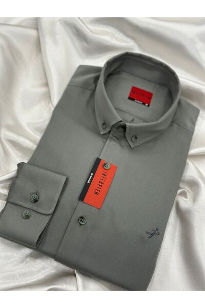 Sarar İNTERVİEW % 100 MODAL YUMUŞAK KUMAŞ SLİM FİT HAKİ GÖMLEK