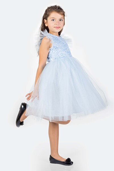 Mnk Baby&Kids Rochie de Seara Fata Tutu Dantela Roza MNK0546 ALBASTRU BEBE