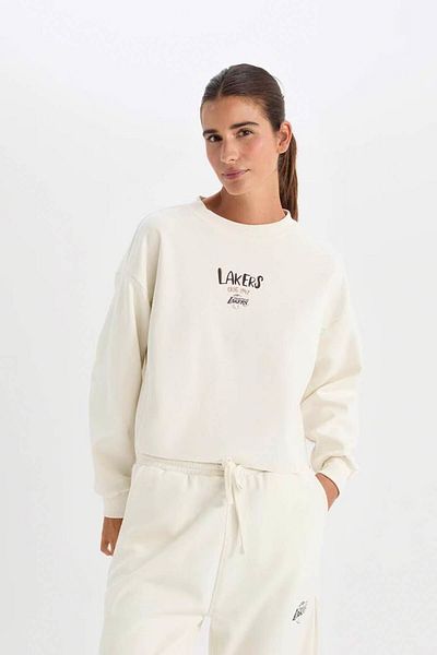 DeFacto Los Angeles Lakers Fit Nba Crew Neck Sweatshirt D0682Ax24Au
