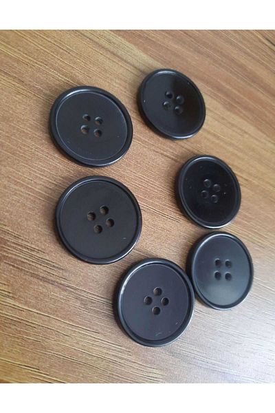 İMREN AKSESUAR Italian Button Set of 6 Black Coat Trench Coat Coat Button - 2.5 cm