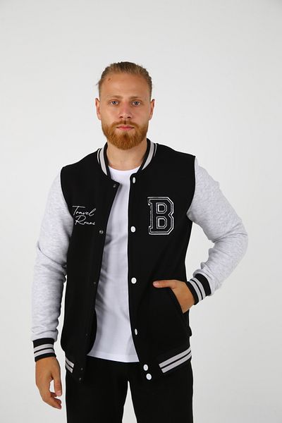 DAKSEL Мъжко колежанско яке BRG Black-Melange Regular Fit