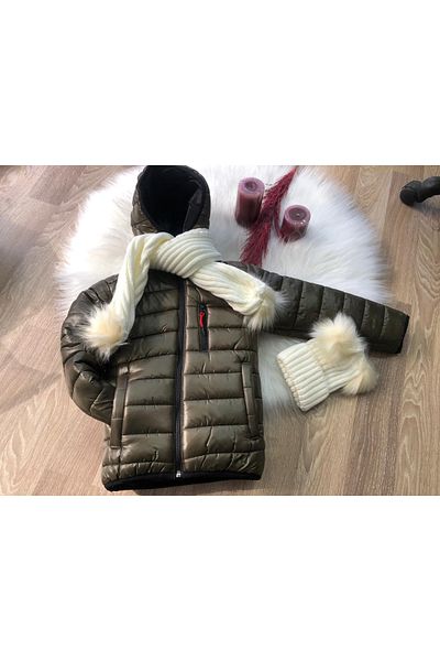 EXTRAÇARŞI Boy's Water and Windproof Beanie Scarf Jacket Age 6/10