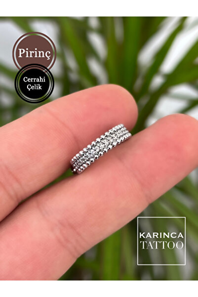 Karınca Piercing Pirinç Cerrahi Çelik Halka Zirkon Taşlı Earcuff Orbital Pier...
