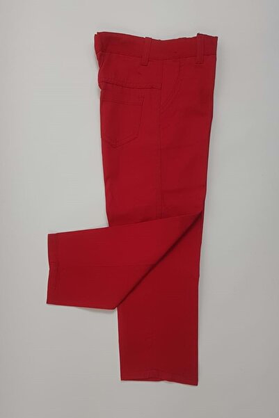 Mnk Gabardin Fermuarlı Cepli Çocuk Pantolon KIRMIZI