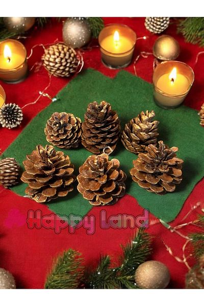 Happyland Christmas Tree Ornament Gold Gilded Cone Ornament 6 cm 6 Pieces Cone