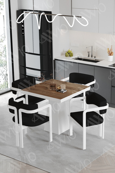 AVVİO Demre Bohem Ayak Tokyo Demonte Sandalye 80x80 Yemek Masası Mutfak Masas...