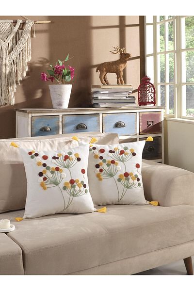 Kardelen Husă de pernă decorativă brodata cu design special Sunshine