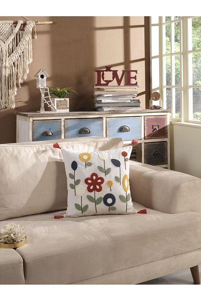 Kardelen Husă de pernă decorativă brodata cu design special Sunshine