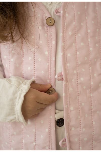 Kirazkids Бебешка жилетка на розови точки