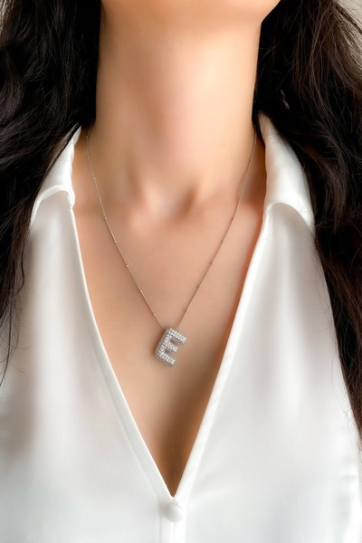 DEMOKAN قلادة نسائية من الفولاذ بحجر الزركون على شكل بالون