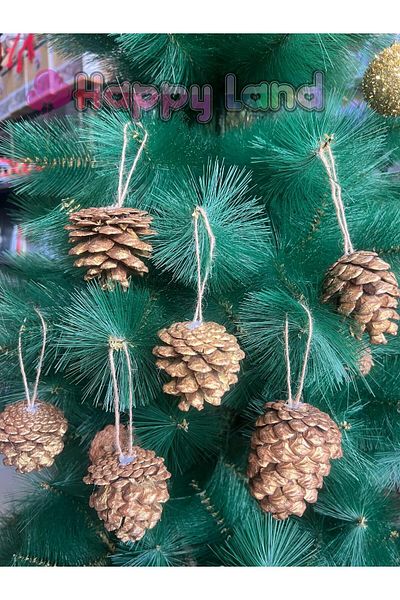 Happyland Christmas Tree Ornament Gold Gilded Cone Ornament 6 cm 6 Pieces Cone