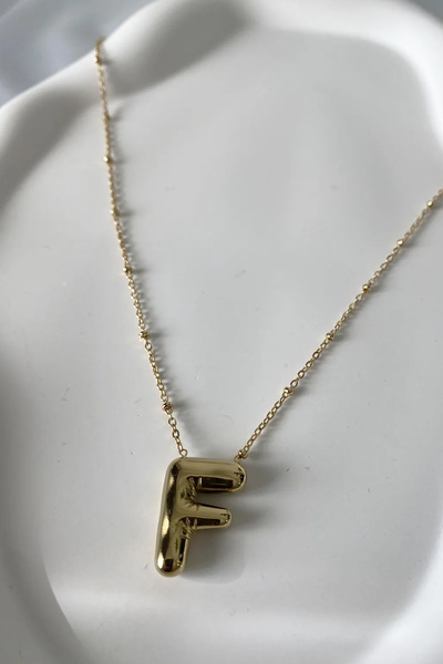 Fubena Altın Renk Bubble F Harf Çelik Kolye