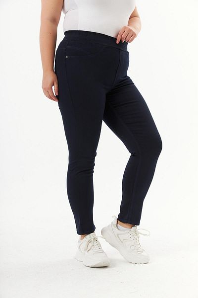RMG Large Size Cotton Slim Fit Trousers Navy Blue