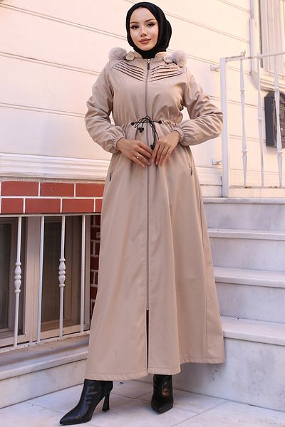 benguen Παλτό Bondit με ραβδώσεις 1102 Model Cream Color
