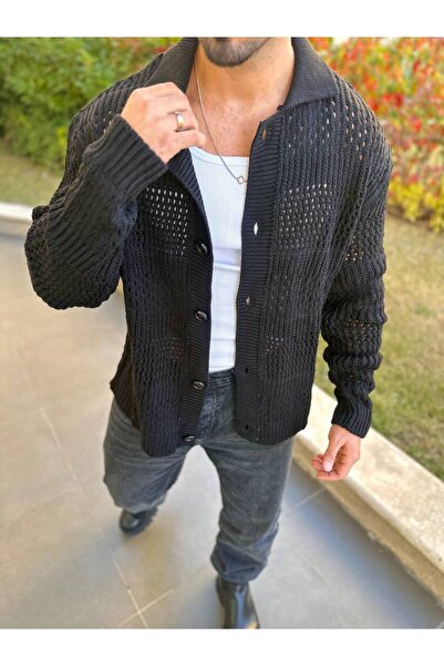 elkumoda سترة تريكو كبيرة الحجم منقوشة - تصميم محبوك فضفاض