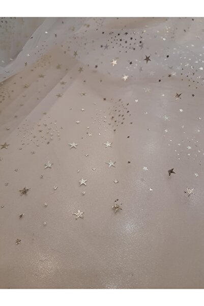 Safir Kumaş Hayal Tül Üzerine Varak Baskı Yıldızlar( Eni150 cm /3 Metre)re