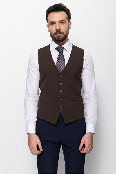 Mcr Plain Brown Slim Fit Classic Men's Vest