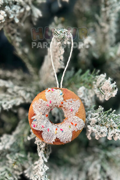 Huzur Party Store Granül Serpiştirilmiş Donut Yılbaşı Ağacı Süsü 8 Cm Renkli Parıltılı Yeni Yıl Strafor Çam Ağaç Süsü