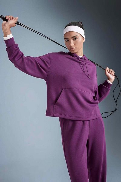 DeFacto Hanorac sportiv DeFactoFit Oversize Wide Fit Premium cu glugă, buzunar cangur B5206AX24AU