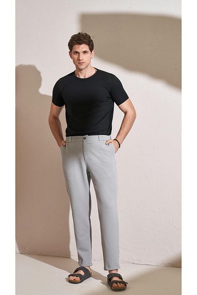 TENA Pantaloni Karya pentru bărbați, gri, cu două picioare, cu talie semi-elastică