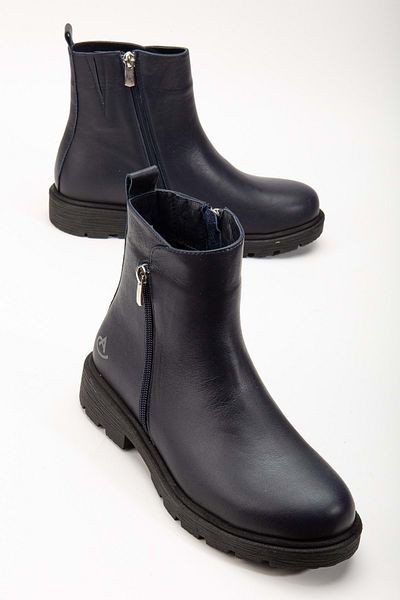 ANALİN SHOES Γυναικείες μπότες Navy Blue - Γνήσιο δέρμα και φερμουάρ