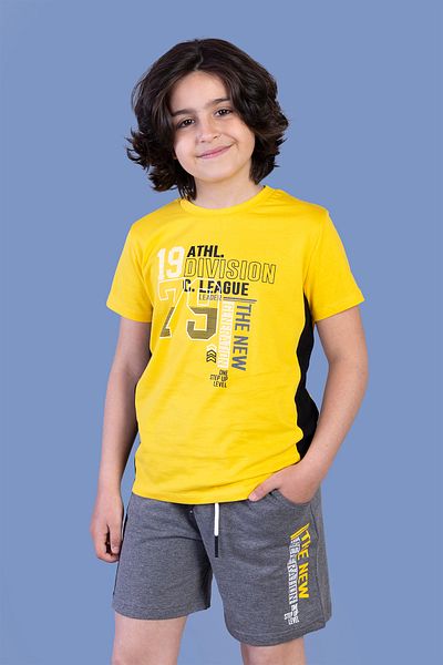 Toontoy Boy's Garni Detailed Printed Shorts Set