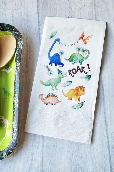 PEKSHOP 20-Piece Dinosaur Printed Napkin - Birthday Concept