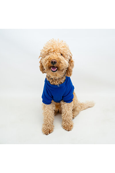 Buddy Store سويت شيرت بدون غطاء للرأس مطبوع عليه قطة وكلب باللون الأزرق من ساكس
