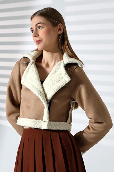 Deafox Tan Plush Faux Suede Jacket