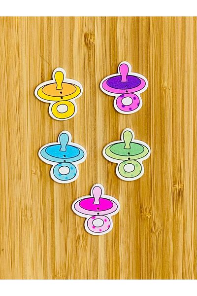Kartopu Decorative Painted Wooden Pacifier Ornament Button 32 X 35 Mm. Pack of 5. Colorful.