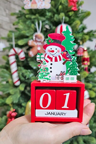 PEKSHOP تقويم خشبي لرجل الثلج، هدية السنة الجديدة، تقويم خشبي لسطح المكتب، هدية عيد الميلاد، تقويم تزيين الطاولة