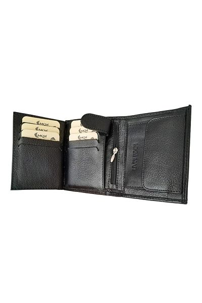 Şener collection Leather Wallet with Coin Compartment - Vertical Model