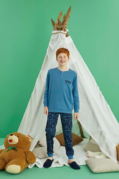 Aydoğan Costum de pijama pentru bărbați Bora Interlock Electric Blue 0727